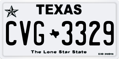 TX license plate CVG3329