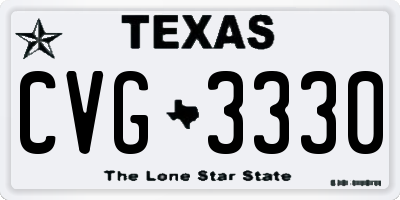 TX license plate CVG3330