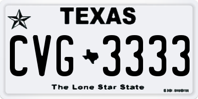 TX license plate CVG3333