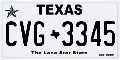 TX license plate CVG3345