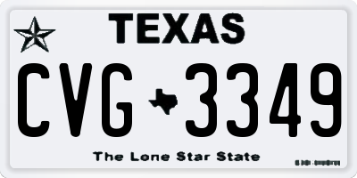 TX license plate CVG3349