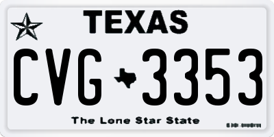 TX license plate CVG3353