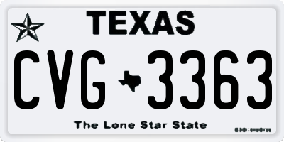 TX license plate CVG3363
