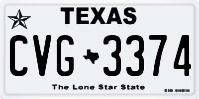 TX license plate CVG3374