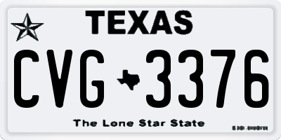 TX license plate CVG3376