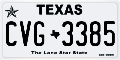 TX license plate CVG3385