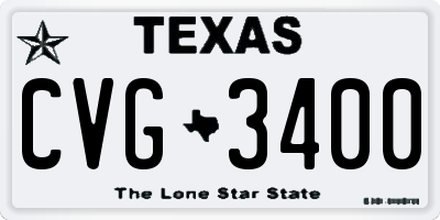 TX license plate CVG3400