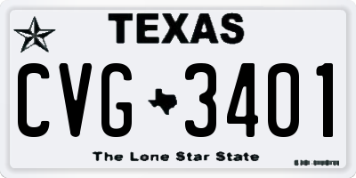 TX license plate CVG3401