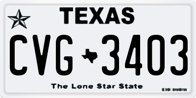 TX license plate CVG3403
