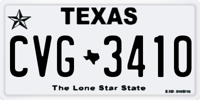 TX license plate CVG3410