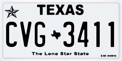 TX license plate CVG3411