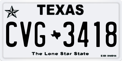 TX license plate CVG3418