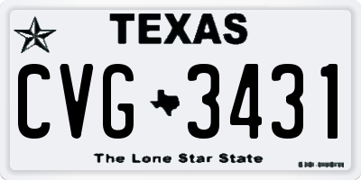 TX license plate CVG3431