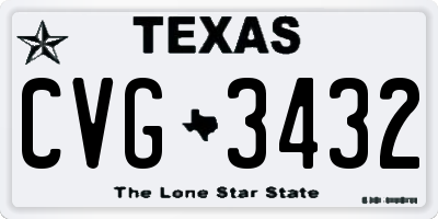 TX license plate CVG3432