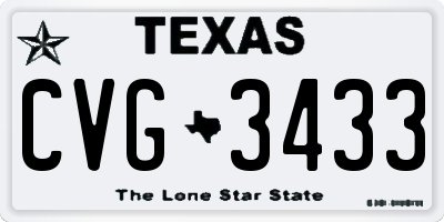 TX license plate CVG3433