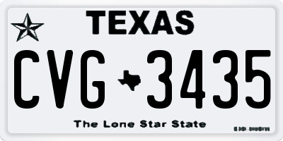TX license plate CVG3435