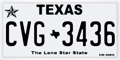 TX license plate CVG3436