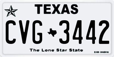 TX license plate CVG3442