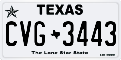 TX license plate CVG3443