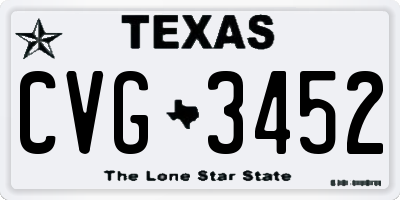 TX license plate CVG3452