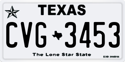 TX license plate CVG3453