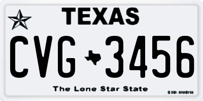 TX license plate CVG3456