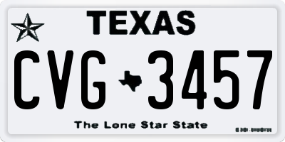 TX license plate CVG3457