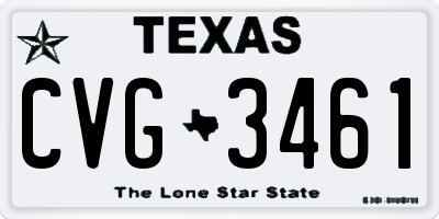 TX license plate CVG3461