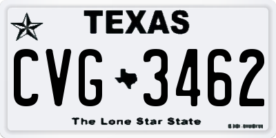 TX license plate CVG3462