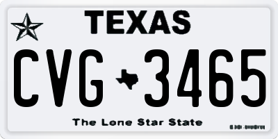 TX license plate CVG3465
