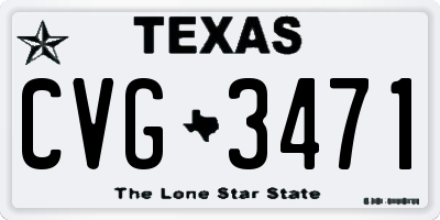 TX license plate CVG3471