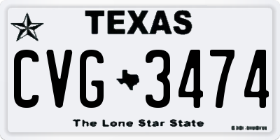 TX license plate CVG3474