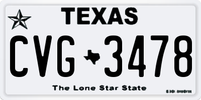TX license plate CVG3478