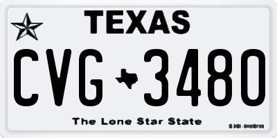 TX license plate CVG3480