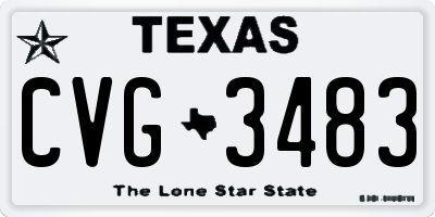 TX license plate CVG3483