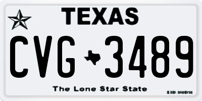TX license plate CVG3489