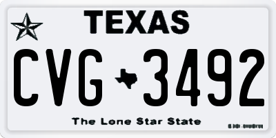 TX license plate CVG3492
