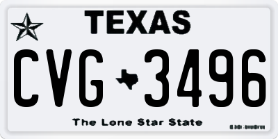 TX license plate CVG3496