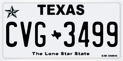 TX license plate CVG3499