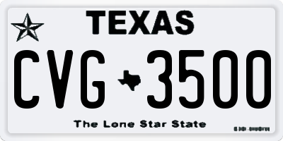 TX license plate CVG3500