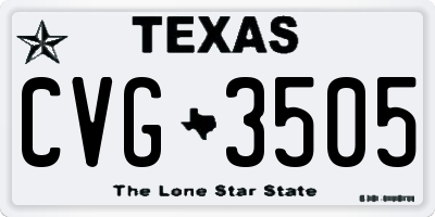 TX license plate CVG3505