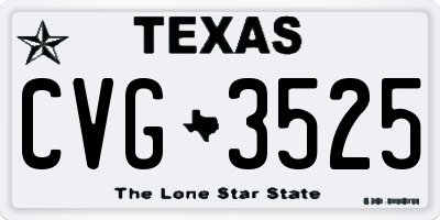 TX license plate CVG3525