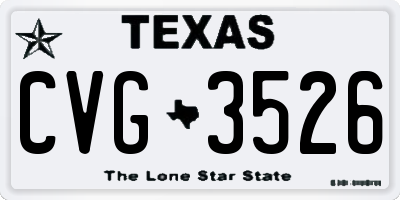 TX license plate CVG3526