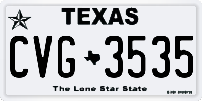 TX license plate CVG3535