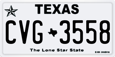 TX license plate CVG3558