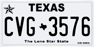 TX license plate CVG3576