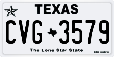TX license plate CVG3579