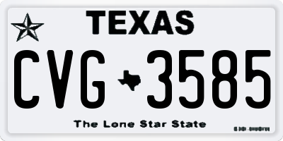 TX license plate CVG3585