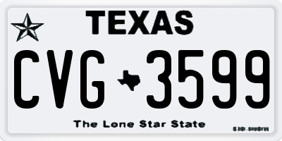 TX license plate CVG3599