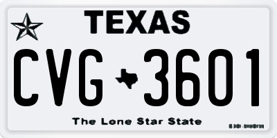 TX license plate CVG3601